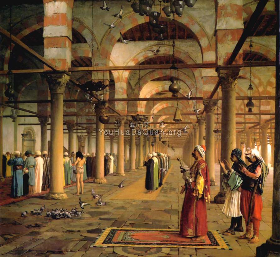 Public Prayer in the Mosque of Amr, Cairo - 让·莱昂·杰罗姆
